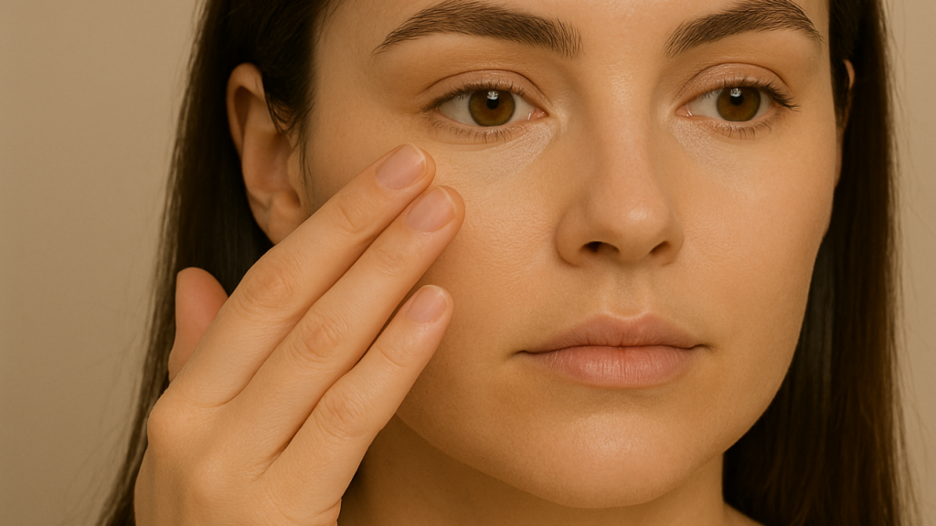 Bonus Makeup Artist Tips blending under-eye concealer with hands
