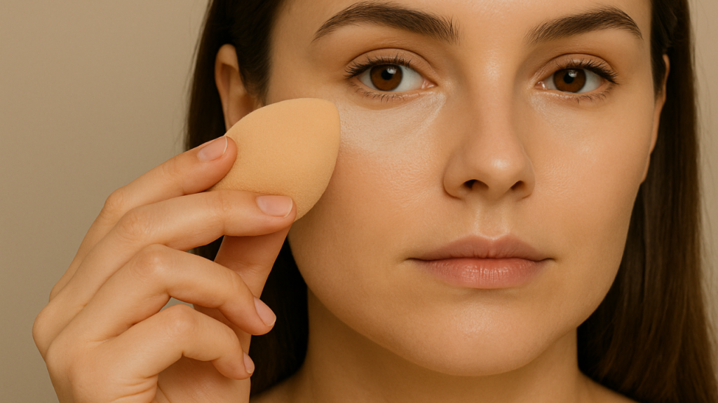 Beauty sponge pressing powder under the eye